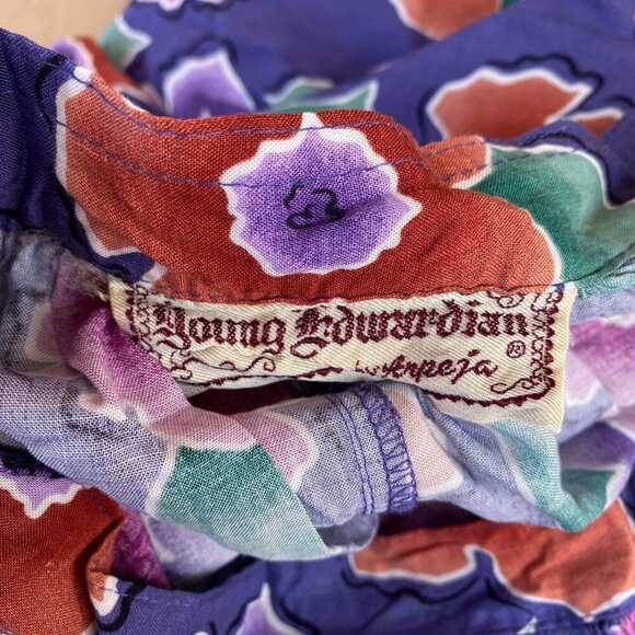 Vintage Young Edwardian Purple Floral Circle Maxi Skirt - Picture 2 of 13